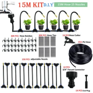 Sistema de nebulización para riego de jardín y césped, pulverizador atomizador ajustable Universal, Kit de 15M Con Stock Disponible 1 Unidad