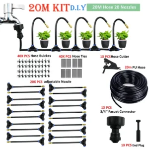 Sistema de nebulización para riego de jardín y césped, pulverizador atomizador ajustable Universal, Kit de 20M Con Stock Disponible 1 Unidad
