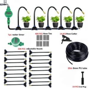 Sistema de nebulización para riego de jardín y césped, pulverizador atomizador ajustable Universal, Kit de 20M con Timer Sin Stock entrega en 15 días