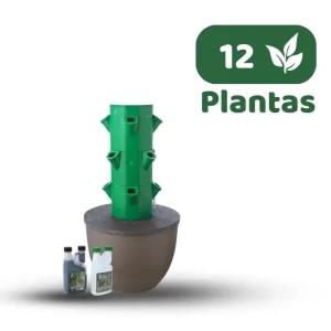 Sistema Aero/Hidropónico vertical con macetero de 28 lts con ruedas para mover con mayor facilidad en superficies planas. Kit Torre MINI12 Stock Disponible