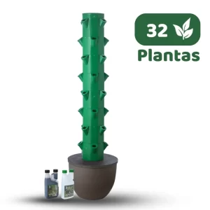 Sistema Aero/Hidropónico vertical con macetero de 28 lts con ruedas para mover con mayor facilidad en superficies planas. Kit Torre PRO32 Stock Disponible